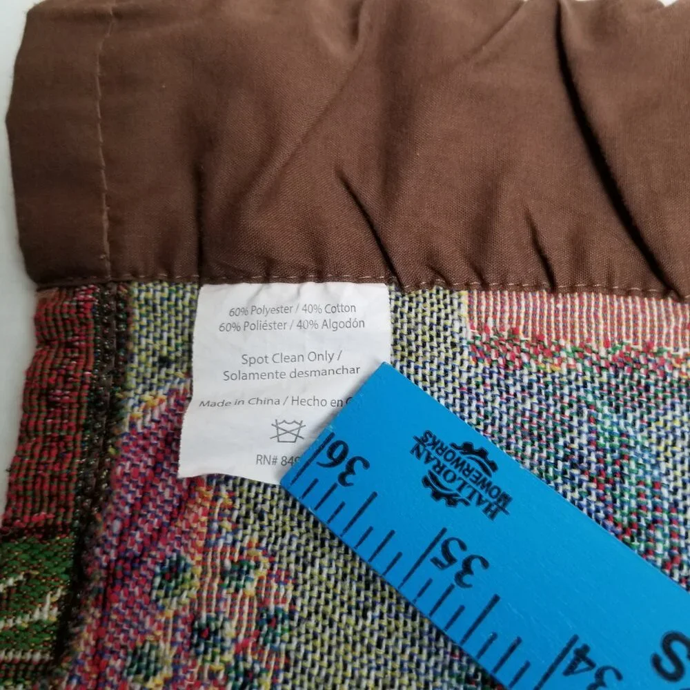 Live Laugh Love Valance Set of 3 Burgundy Brown Leaves Tapestry Curtains